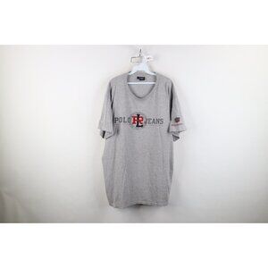 Vintage 90s Ralph Lauren Mens 2XL XXL Distressed Spell Out T-Shirt Heather Gray